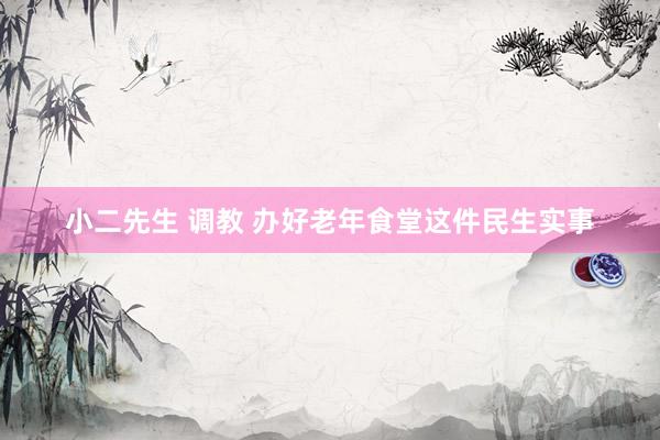 小二先生 调教 办好老年食堂这件民生实事