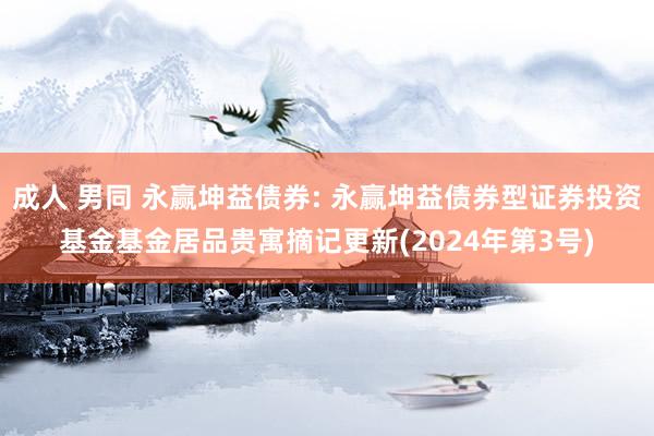 成人 男同 永赢坤益债券: 永赢坤益债券型证券投资基金基金居品贵寓摘记更新(2024年第3号)