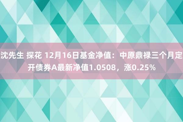 沈先生 探花 12月16日基金净值：中原鼎禄三个月定开债券A最新净值1.0508，涨0.25%