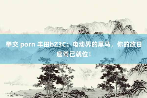 拳交 porn 丰田bZ3C：电动界的黑马，你的改日座驾已就位！