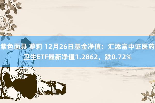 紫色面具 萝莉 12月26日基金净值：汇添富中证医药卫生ETF最新净值1.2862，跌0.72%