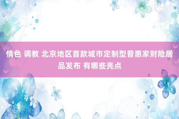 情色 调教 北京地区首款城市定制型普惠家财险居品发布 有哪些亮点