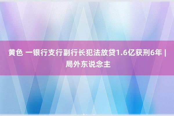 黄色 一银行支行副行长犯法放贷1.6亿获刑6年 | 局外东说念主