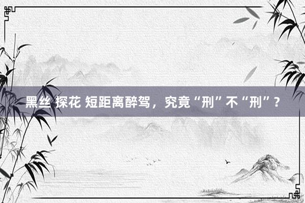 黑丝 探花 短距离醉驾，究竟“刑”不“刑”？