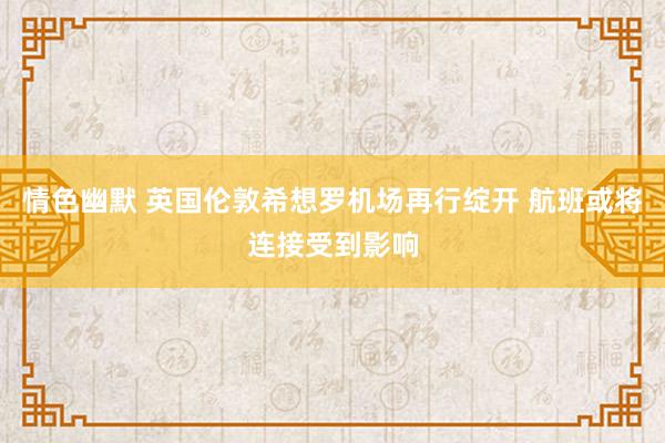 情色幽默 英国伦敦希想罗机场再行绽开 航班或将连接受到影响