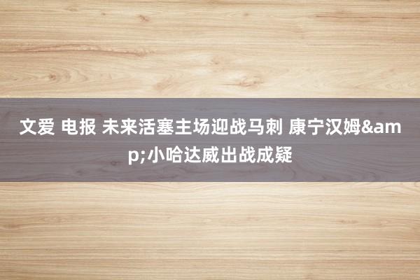 文爱 电报 未来活塞主场迎战马刺 康宁汉姆&小哈达威出战成疑