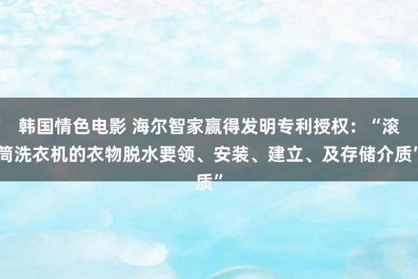 韩国情色电影 海尔智家赢得发明专利授权：“滚筒洗衣机的衣物脱水要领、安装、建立、及存储介质”