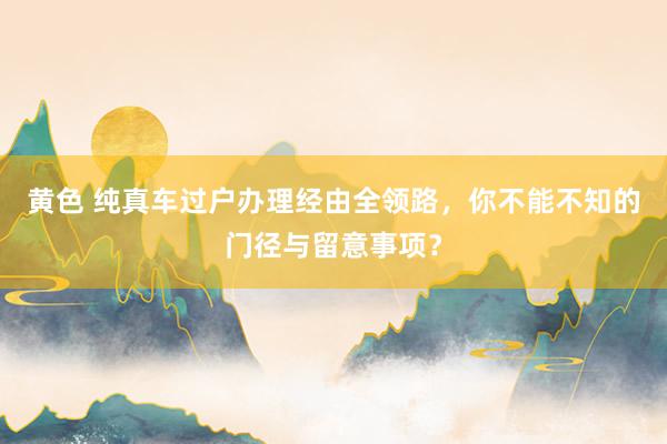 黄色 纯真车过户办理经由全领路，你不能不知的门径与留意事项？