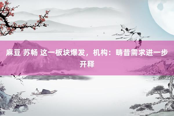 麻豆 苏畅 这一板块爆发，机构：畴昔需求进一步开释