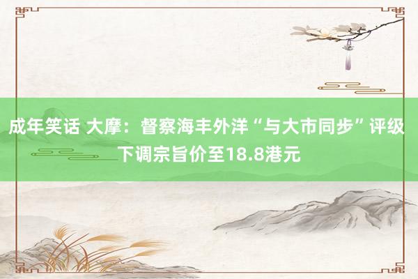 成年笑话 大摩：督察海丰外洋“与大市同步”评级 下调宗旨价至18.8港元